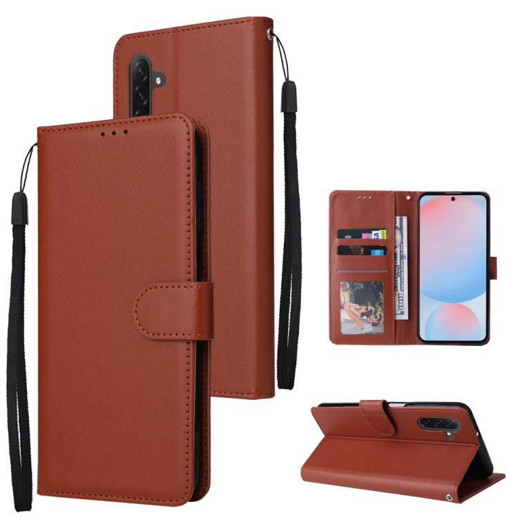 Custodia per cellulare multifunzionale in pelle con 3 slot per schede, For Galaxy A26 5G / A18 / A17, For Galaxy A57 5G, For Galaxy A37 5G, For Galaxy A56 5G