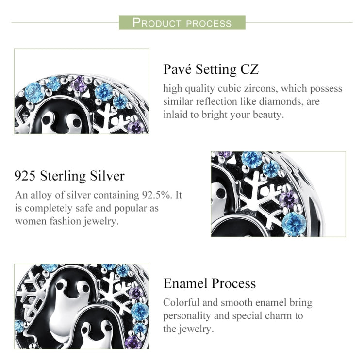 Accessori per bracciale casa pinguino in argento sterling S925 con perline di diamanti