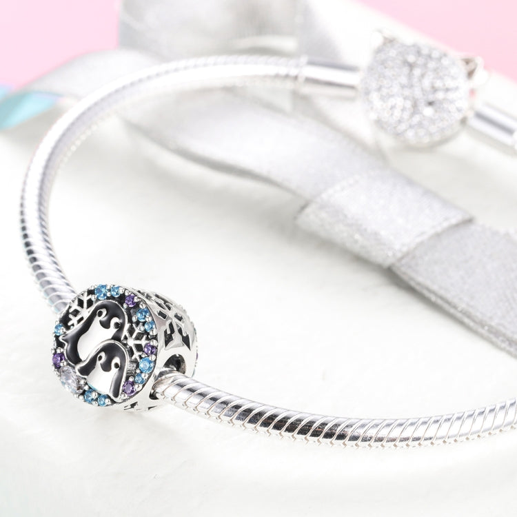 Accessori per bracciale casa pinguino in argento sterling S925 con perline di diamanti
