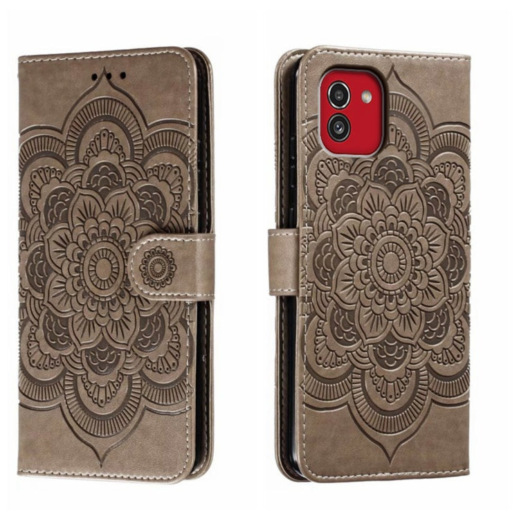 Custodia in pelle per telefono con motivo in rilievo Sun Mandala, For Samsung Galaxy A33 5G, ForSamsung  Galaxy A03, For Samsung Galaxy A13