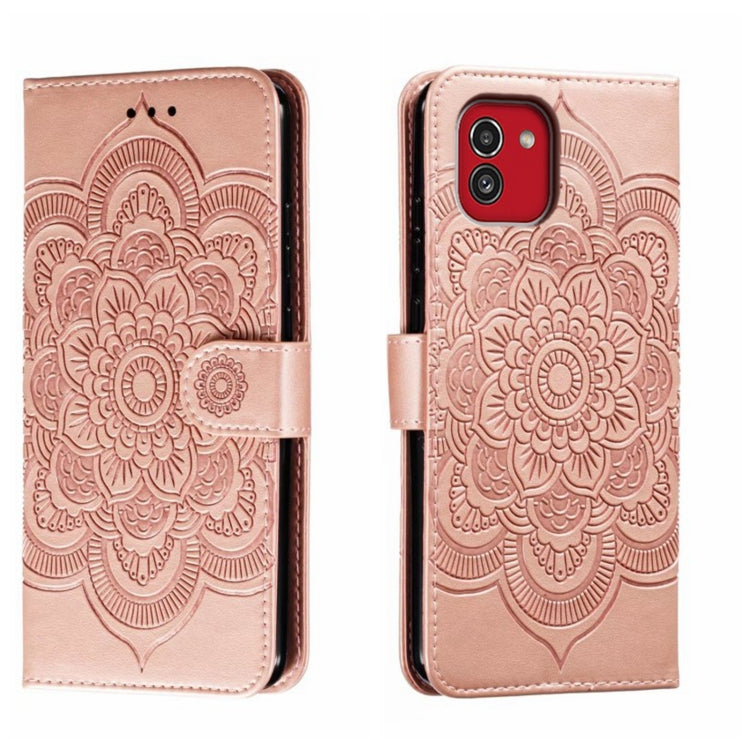 Custodia in pelle per telefono con motivo in rilievo Sun Mandala, For Samsung Galaxy A33 5G, ForSamsung  Galaxy A03, For Samsung Galaxy A13