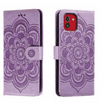 Custodia in pelle per telefono con motivo in rilievo Sun Mandala, For Samsung Galaxy A33 5G, ForSamsung  Galaxy A03, For Samsung Galaxy A13