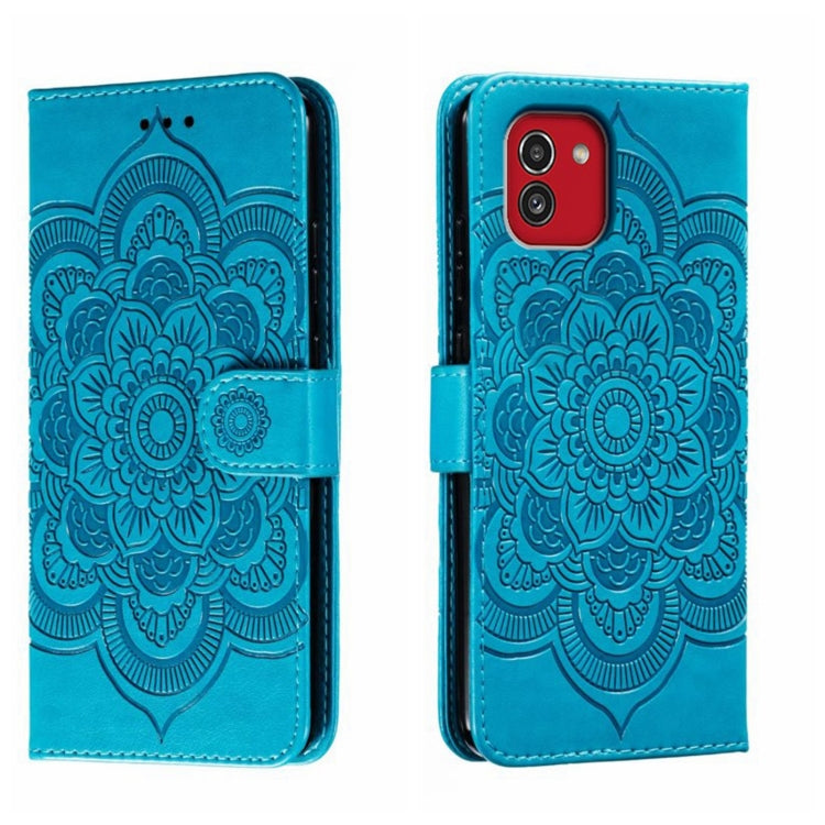 Custodia in pelle per telefono con motivo in rilievo Sun Mandala, For Samsung Galaxy A33 5G, ForSamsung  Galaxy A03, For Samsung Galaxy A13