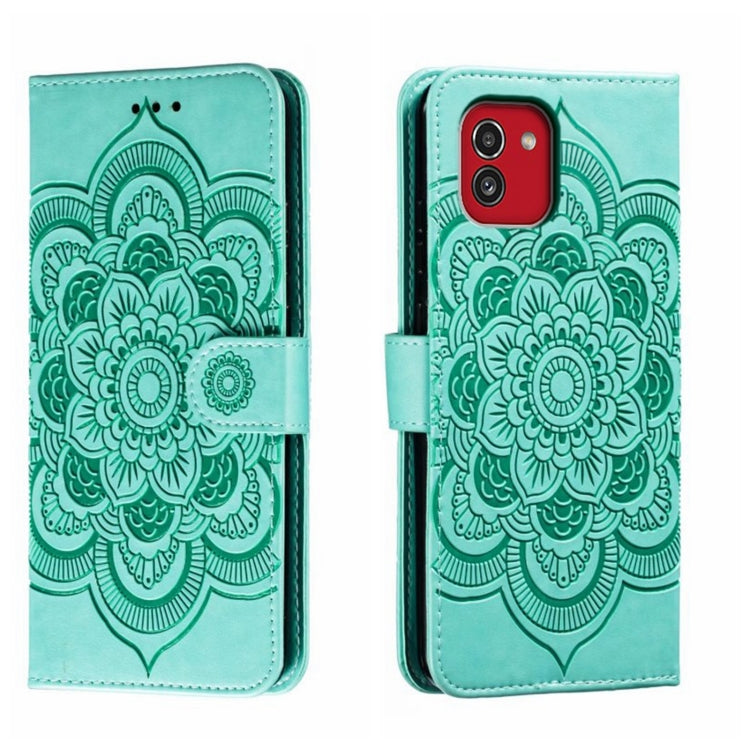 Custodia in pelle per telefono con motivo in rilievo Sun Mandala, For Samsung Galaxy A33 5G, ForSamsung  Galaxy A03, For Samsung Galaxy A13