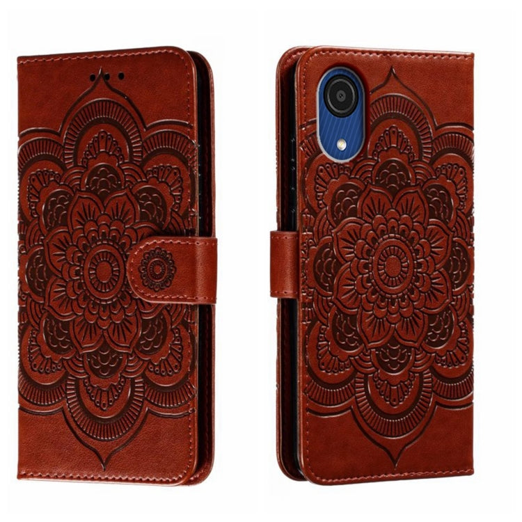 Custodia in pelle per telefono con motivo in rilievo Sun Mandala, For Samsung Galaxy A53 5G, For Samsung Galaxy A73 5G, For Samsung Galaxy A03 Core