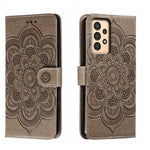 Custodia in pelle per telefono con motivo in rilievo Sun Mandala, For Samsung Galaxy A33 5G, ForSamsung  Galaxy A03, For Samsung Galaxy A13