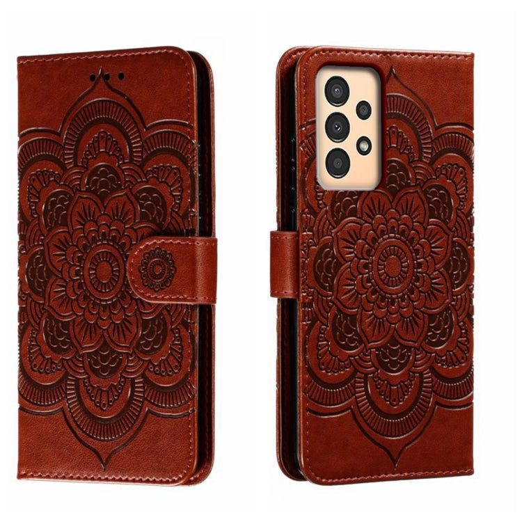 Custodia in pelle per telefono con motivo in rilievo Sun Mandala, For Samsung Galaxy A33 5G, ForSamsung  Galaxy A03, For Samsung Galaxy A13
