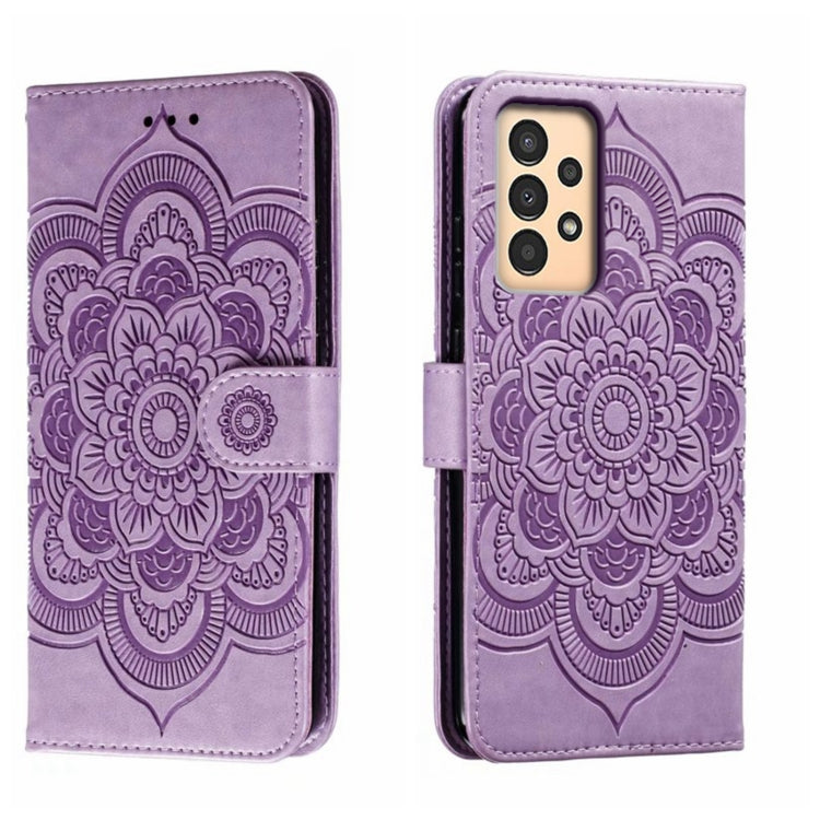 Custodia in pelle per telefono con motivo in rilievo Sun Mandala, For Samsung Galaxy A33 5G, ForSamsung  Galaxy A03, For Samsung Galaxy A13