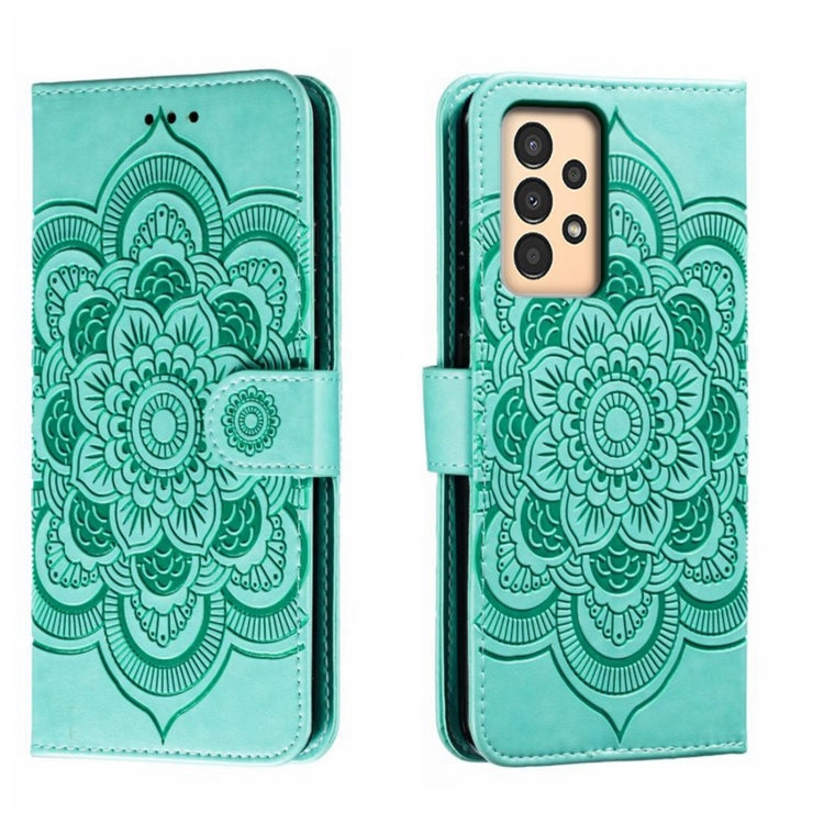 Custodia in pelle per telefono con motivo in rilievo Sun Mandala, For Samsung Galaxy A33 5G, ForSamsung  Galaxy A03, For Samsung Galaxy A13
