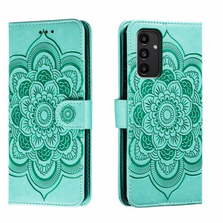Custodia in pelle per telefono con motivo in rilievo Sun Mandala, For Samsung Galaxy M52 5G, For Samsung Galaxy A13 5G, For Samsung  Galaxy A03S
