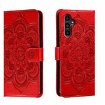 Custodia in pelle per telefono con motivo in rilievo Sun Mandala, For Samsung Galaxy A55, For Samsung  Galaxy A15, For Samsung Galaxy S23 FE