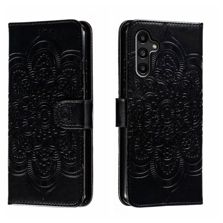 Custodia in pelle per telefono con motivo in rilievo Sun Mandala, For Samsung Galaxy A55, For Samsung  Galaxy A15, For Samsung Galaxy S23 FE
