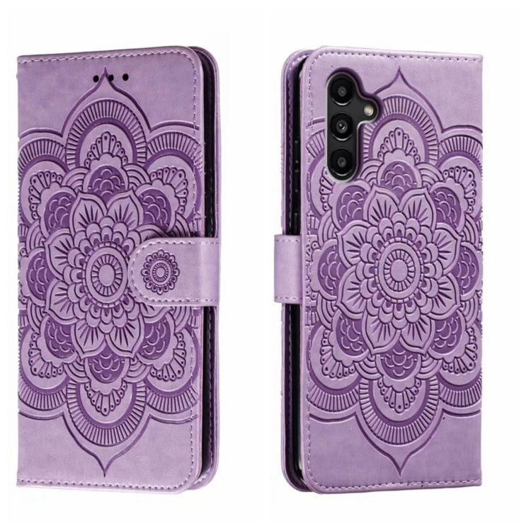 Custodia in pelle per telefono con motivo in rilievo Sun Mandala, For Samsung Galaxy A55, For Samsung  Galaxy A15, For Samsung Galaxy S23 FE