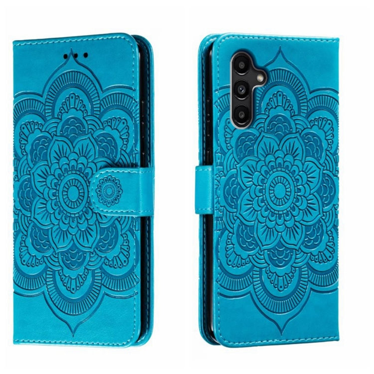 Custodia in pelle per telefono con motivo in rilievo Sun Mandala, For Samsung Galaxy A55, For Samsung  Galaxy A15, For Samsung Galaxy S23 FE