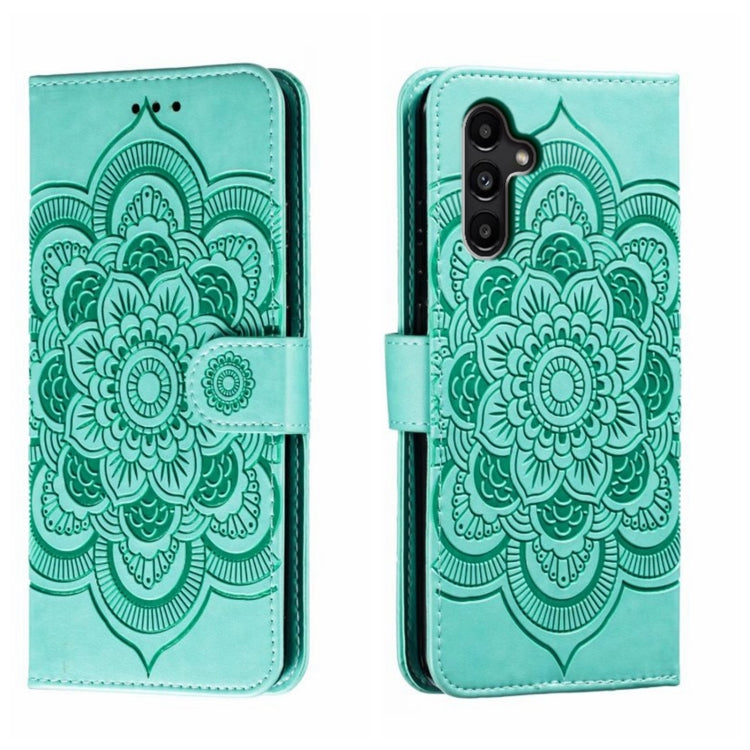 Custodia in pelle per telefono con motivo in rilievo Sun Mandala, For Samsung Galaxy A55, For Samsung  Galaxy A15, For Samsung Galaxy S23 FE