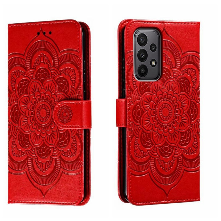 Custodia in pelle per telefono con motivo in rilievo Sun Mandala, For Samsung Galaxy A24 4G, For Samsung Galaxy M13 5G, For Samsung  Galaxy A23