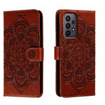Custodia in pelle per telefono con motivo in rilievo Sun Mandala, For Samsung Galaxy A24 4G, For Samsung Galaxy M13 5G, For Samsung  Galaxy A23