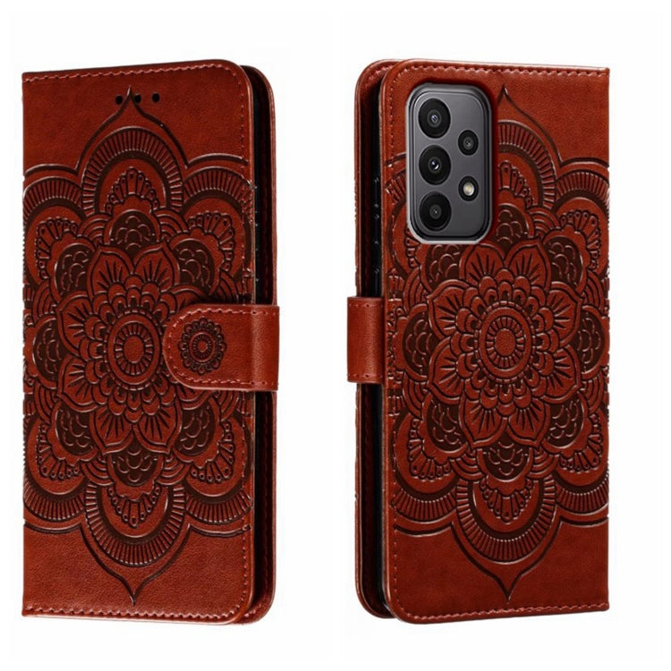 Custodia in pelle per telefono con motivo in rilievo Sun Mandala, For Samsung Galaxy A24 4G, For Samsung Galaxy M13 5G, For Samsung  Galaxy A23