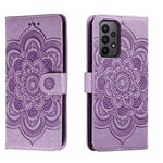 Custodia in pelle per telefono con motivo in rilievo Sun Mandala, For Samsung Galaxy A24 4G, For Samsung Galaxy M13 5G, For Samsung  Galaxy A23