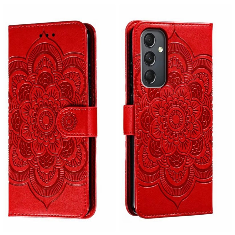 Custodia in pelle per telefono con motivo in rilievo Sun Mandala, For Samsung Galaxy A24 4G, For Samsung Galaxy M13 5G, For Samsung  Galaxy A23