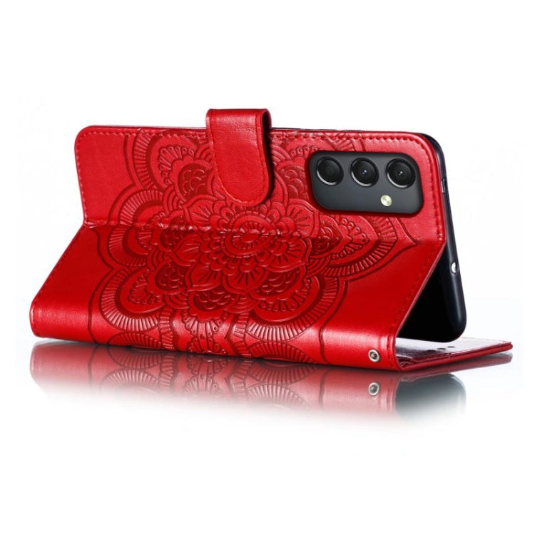 Custodia in pelle per telefono con motivo in rilievo Sun Mandala, For Samsung Galaxy A24 4G, For Samsung Galaxy M13 5G, For Samsung  Galaxy A23