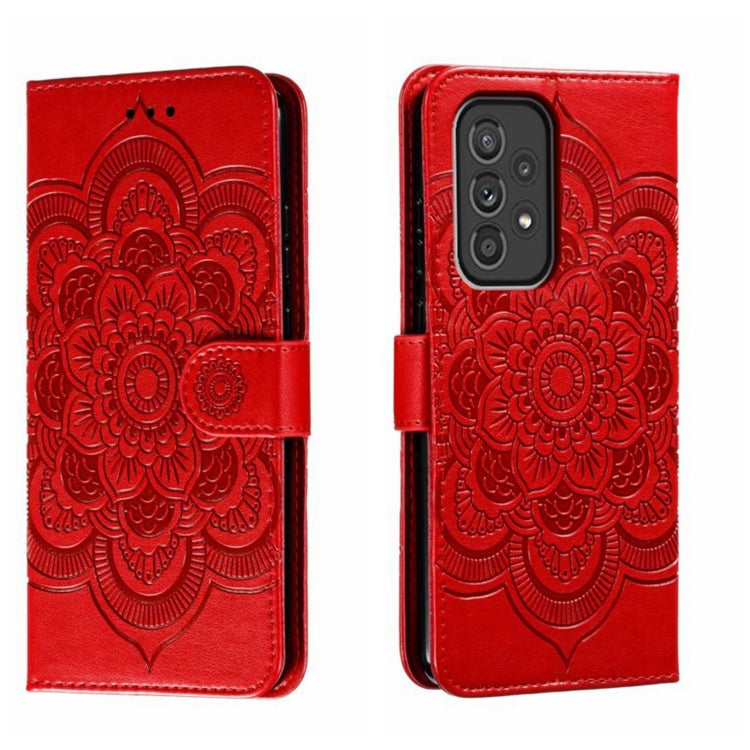 Custodia in pelle per telefono con motivo in rilievo Sun Mandala, For Samsung Galaxy A33 5G, ForSamsung  Galaxy A03, For Samsung Galaxy A13