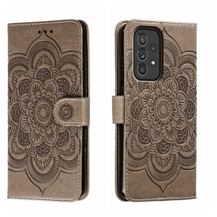 Custodia in pelle per telefono con motivo in rilievo Sun Mandala, For Samsung Galaxy A33 5G, ForSamsung  Galaxy A03, For Samsung Galaxy A13