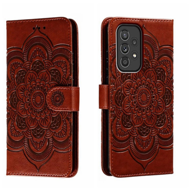Custodia in pelle per telefono con motivo in rilievo Sun Mandala, For Samsung Galaxy A33 5G, ForSamsung  Galaxy A03, For Samsung Galaxy A13