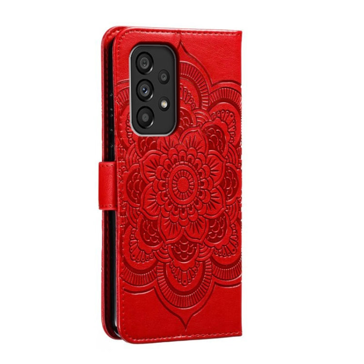 Custodia in pelle per telefono con motivo in rilievo Sun Mandala, For Samsung Galaxy A53 5G, For Samsung Galaxy A73 5G, For Samsung Galaxy A03 Core