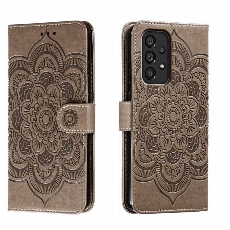 Custodia in pelle per telefono con motivo in rilievo Sun Mandala, For Samsung Galaxy A53 5G, For Samsung Galaxy A73 5G, For Samsung Galaxy A03 Core