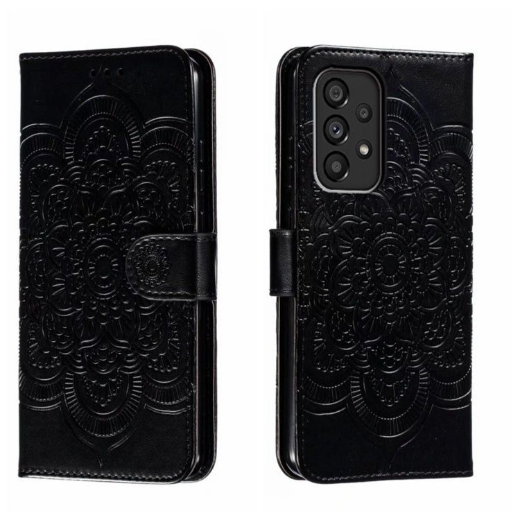 Custodia in pelle per telefono con motivo in rilievo Sun Mandala, For Samsung Galaxy A53 5G, For Samsung Galaxy A73 5G, For Samsung Galaxy A03 Core