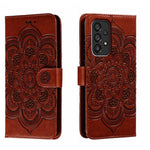 Custodia in pelle per telefono con motivo in rilievo Sun Mandala, For Samsung Galaxy A53 5G, For Samsung Galaxy A73 5G, For Samsung Galaxy A03 Core