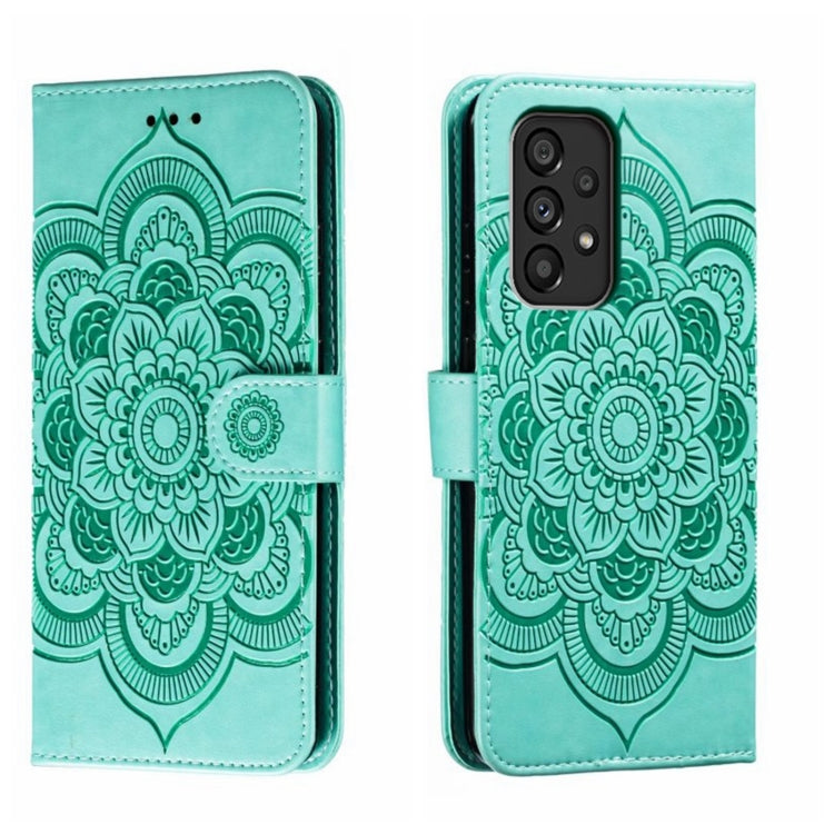 Custodia in pelle per telefono con motivo in rilievo Sun Mandala, For Samsung Galaxy A53 5G, For Samsung Galaxy A73 5G, For Samsung Galaxy A03 Core
