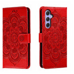 Custodia in pelle per telefono con motivo in rilievo Sun Mandala, For Samsung Galaxy A55, For Samsung  Galaxy A15, For Samsung Galaxy S23 FE