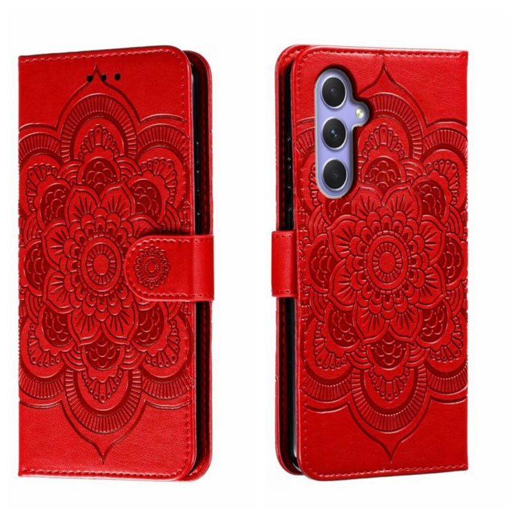 Custodia in pelle per telefono con motivo in rilievo Sun Mandala, For Samsung Galaxy A55, For Samsung  Galaxy A15, For Samsung Galaxy S23 FE