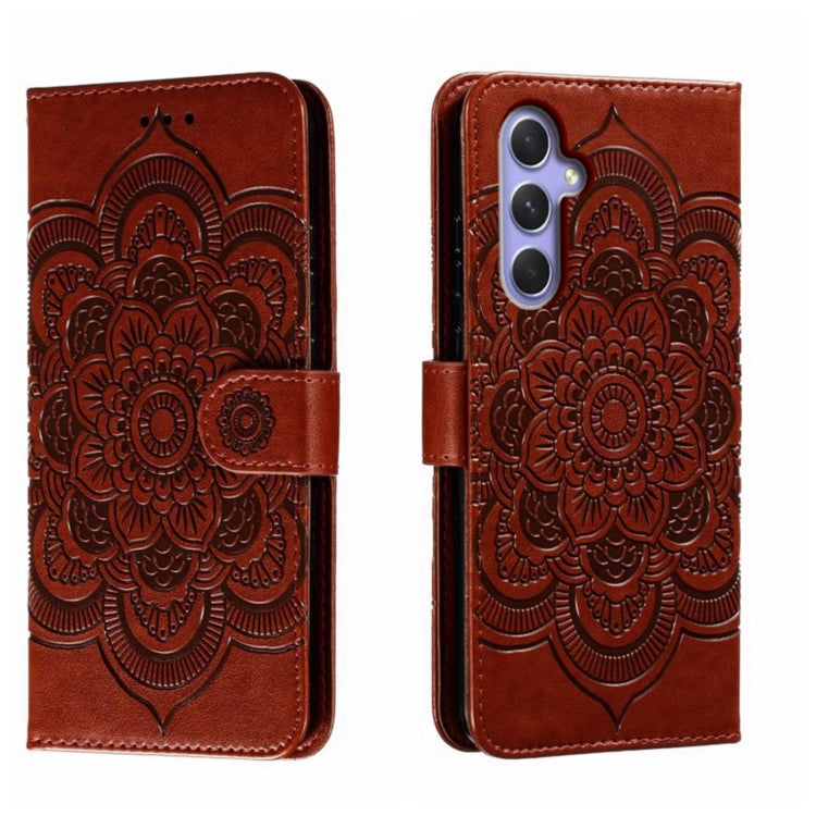 Custodia in pelle per telefono con motivo in rilievo Sun Mandala, For Samsung Galaxy A55, For Samsung  Galaxy A15, For Samsung Galaxy S23 FE