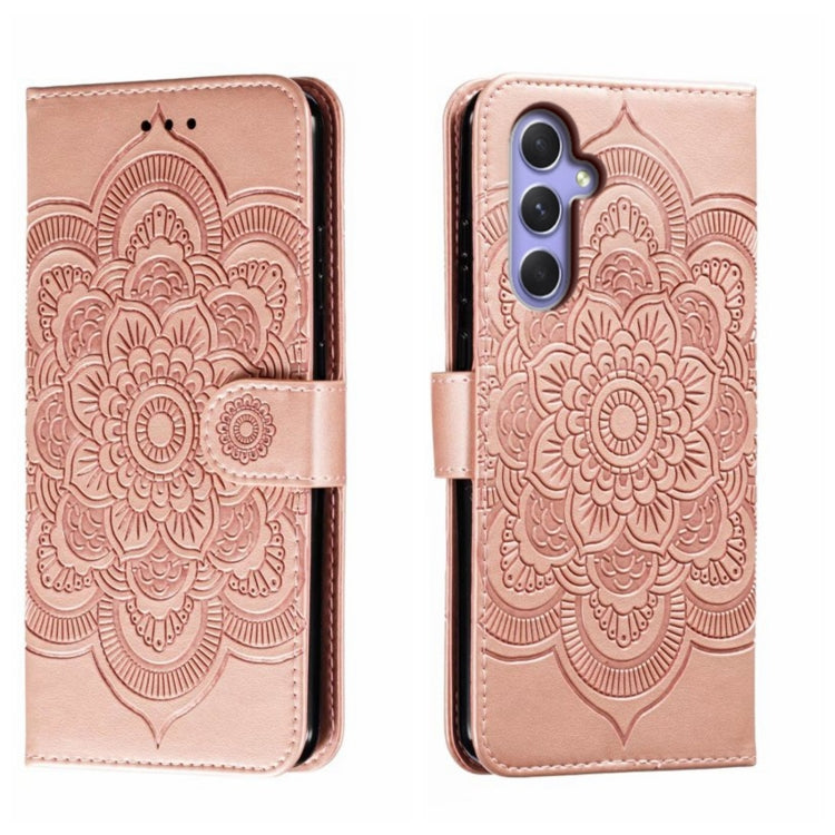 Custodia in pelle per telefono con motivo in rilievo Sun Mandala, For Samsung Galaxy A55, For Samsung  Galaxy A15, For Samsung Galaxy S23 FE