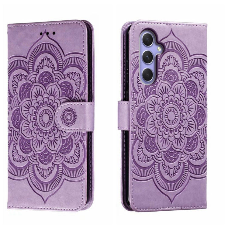 Custodia in pelle per telefono con motivo in rilievo Sun Mandala, For Samsung Galaxy A55, For Samsung  Galaxy A15, For Samsung Galaxy S23 FE