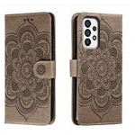Custodia in pelle per telefono con motivo in rilievo Sun Mandala, For Samsung Galaxy A53 5G, For Samsung Galaxy A73 5G, For Samsung Galaxy A03 Core