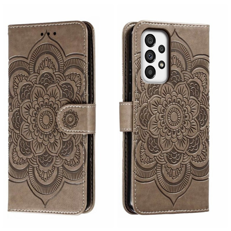 Custodia in pelle per telefono con motivo in rilievo Sun Mandala, For Samsung Galaxy A53 5G, For Samsung Galaxy A73 5G, For Samsung Galaxy A03 Core