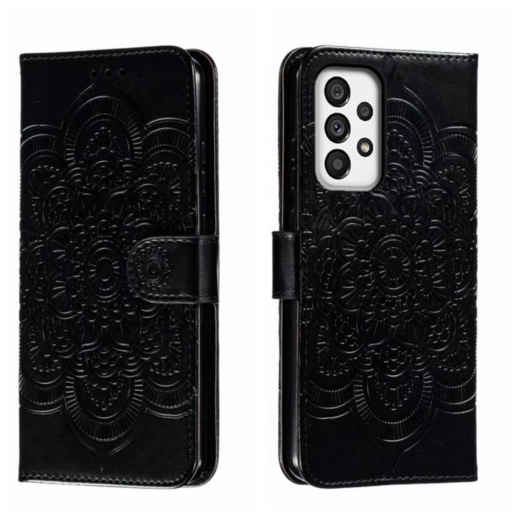 Custodia in pelle per telefono con motivo in rilievo Sun Mandala, For Samsung Galaxy A53 5G, For Samsung Galaxy A73 5G, For Samsung Galaxy A03 Core