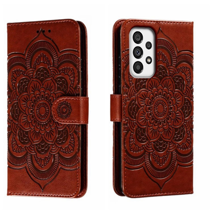 Custodia in pelle per telefono con motivo in rilievo Sun Mandala, For Samsung Galaxy A53 5G, For Samsung Galaxy A73 5G, For Samsung Galaxy A03 Core