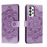 Custodia in pelle per telefono con motivo in rilievo Sun Mandala, For Samsung Galaxy A53 5G, For Samsung Galaxy A73 5G, For Samsung Galaxy A03 Core