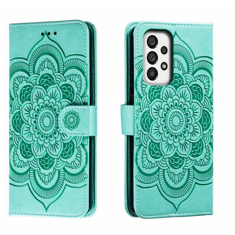 Custodia in pelle per telefono con motivo in rilievo Sun Mandala, For Samsung Galaxy A53 5G, For Samsung Galaxy A73 5G, For Samsung Galaxy A03 Core