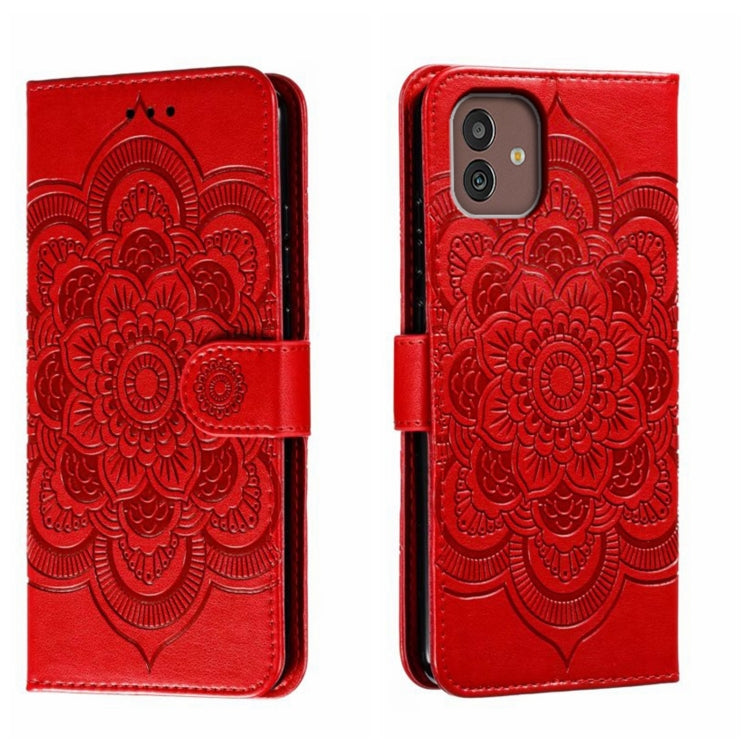 Custodia in pelle per telefono con motivo in rilievo Sun Mandala, For Samsung Galaxy A24 4G, For Samsung Galaxy M13 5G, For Samsung  Galaxy A23