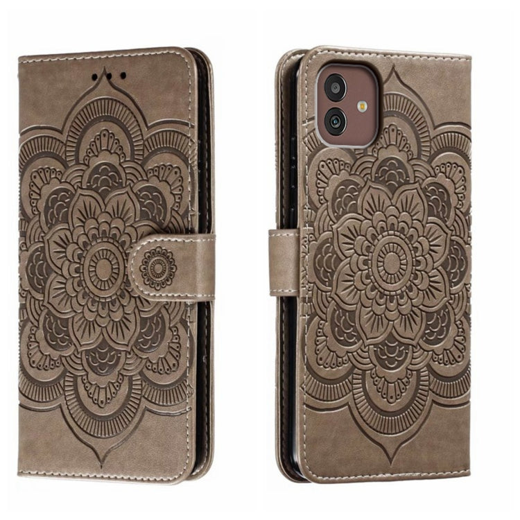 Custodia in pelle per telefono con motivo in rilievo Sun Mandala, For Samsung Galaxy A24 4G, For Samsung Galaxy M13 5G, For Samsung  Galaxy A23