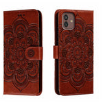 Custodia in pelle per telefono con motivo in rilievo Sun Mandala, For Samsung Galaxy A24 4G, For Samsung Galaxy M13 5G, For Samsung  Galaxy A23