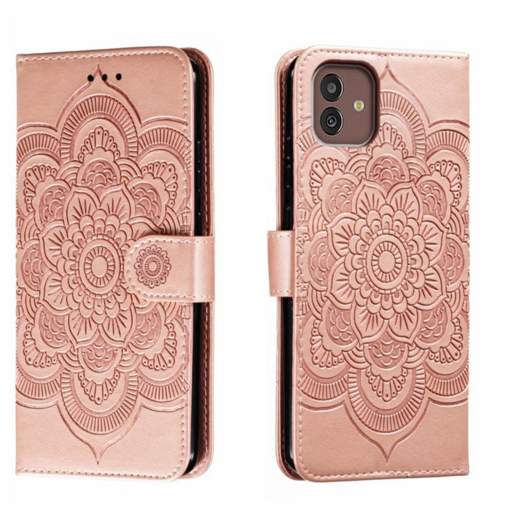 Custodia in pelle per telefono con motivo in rilievo Sun Mandala, For Samsung Galaxy A24 4G, For Samsung Galaxy M13 5G, For Samsung  Galaxy A23