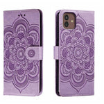 Custodia in pelle per telefono con motivo in rilievo Sun Mandala, For Samsung Galaxy A24 4G, For Samsung Galaxy M13 5G, For Samsung  Galaxy A23