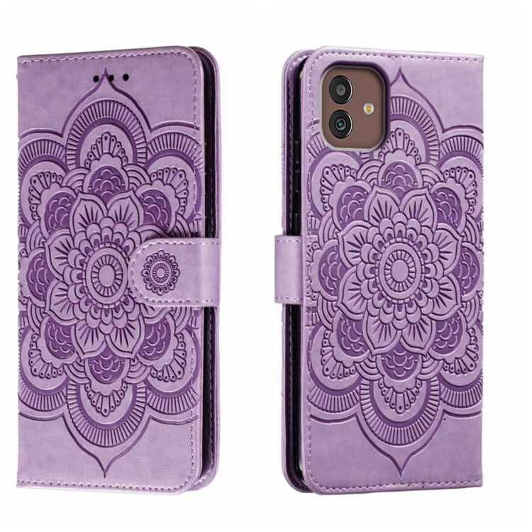 Custodia in pelle per telefono con motivo in rilievo Sun Mandala, For Samsung Galaxy A24 4G, For Samsung Galaxy M13 5G, For Samsung  Galaxy A23